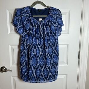 Talbots Blue and White Patterned Blouse